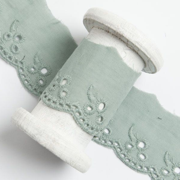 Spitze Broderie Baumwolle ca. 42mm - Blätterzweige