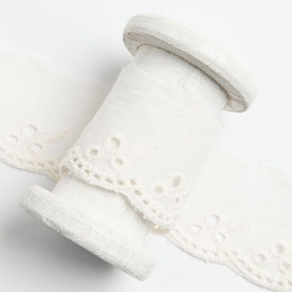 Spitze Broderie Baumwolle ca. 42mm - Blätterzweige