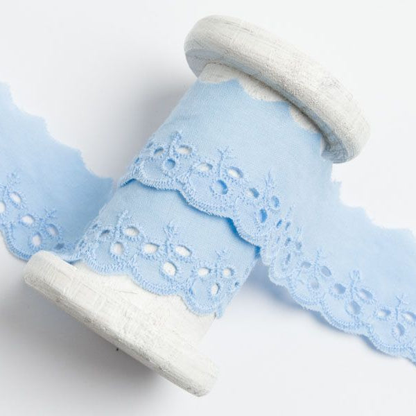 Spitze Broderie Baumwolle ca. 30mm - Blätter