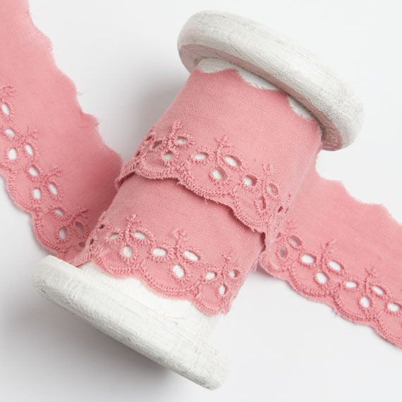 Spitze Broderie Baumwolle ca. 30mm - Blätter