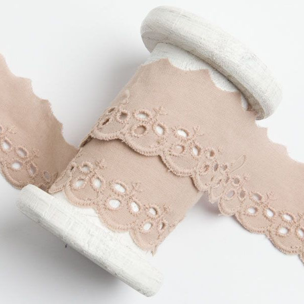 Spitze Broderie Baumwolle ca. 30mm - Blätter