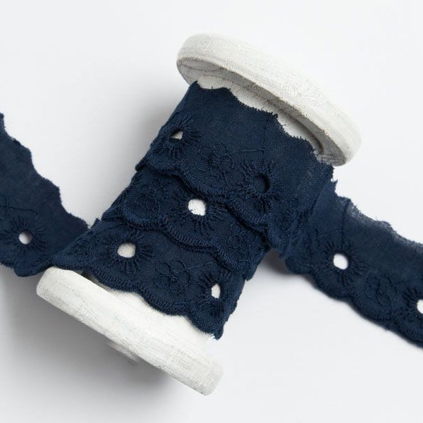 Spitze Broderie Baumwolle ca. 25mm - Blumen