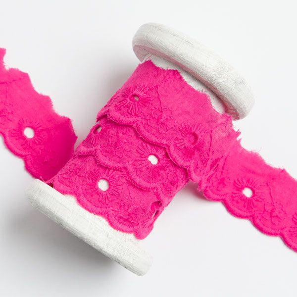 Spitze Broderie Baumwolle ca. 25mm - Blumen