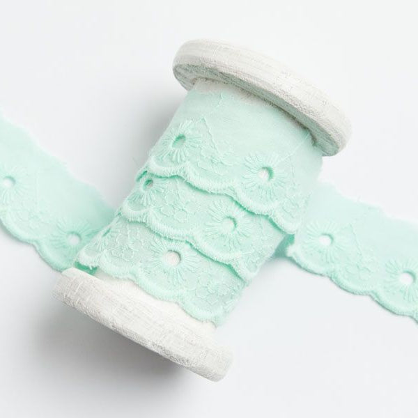 Spitze Broderie Baumwolle ca. 25mm - Blumen