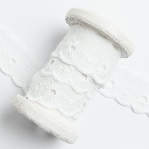 Spitze Broderie Baumwolle ca. 25mm - Blumen