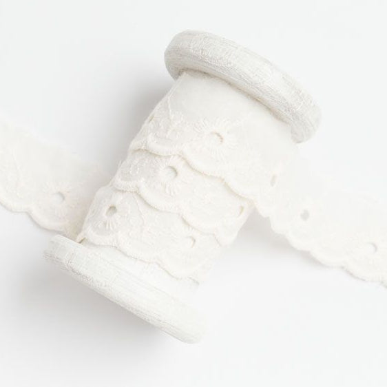 Spitze Broderie Baumwolle ca. 25mm - Blumen