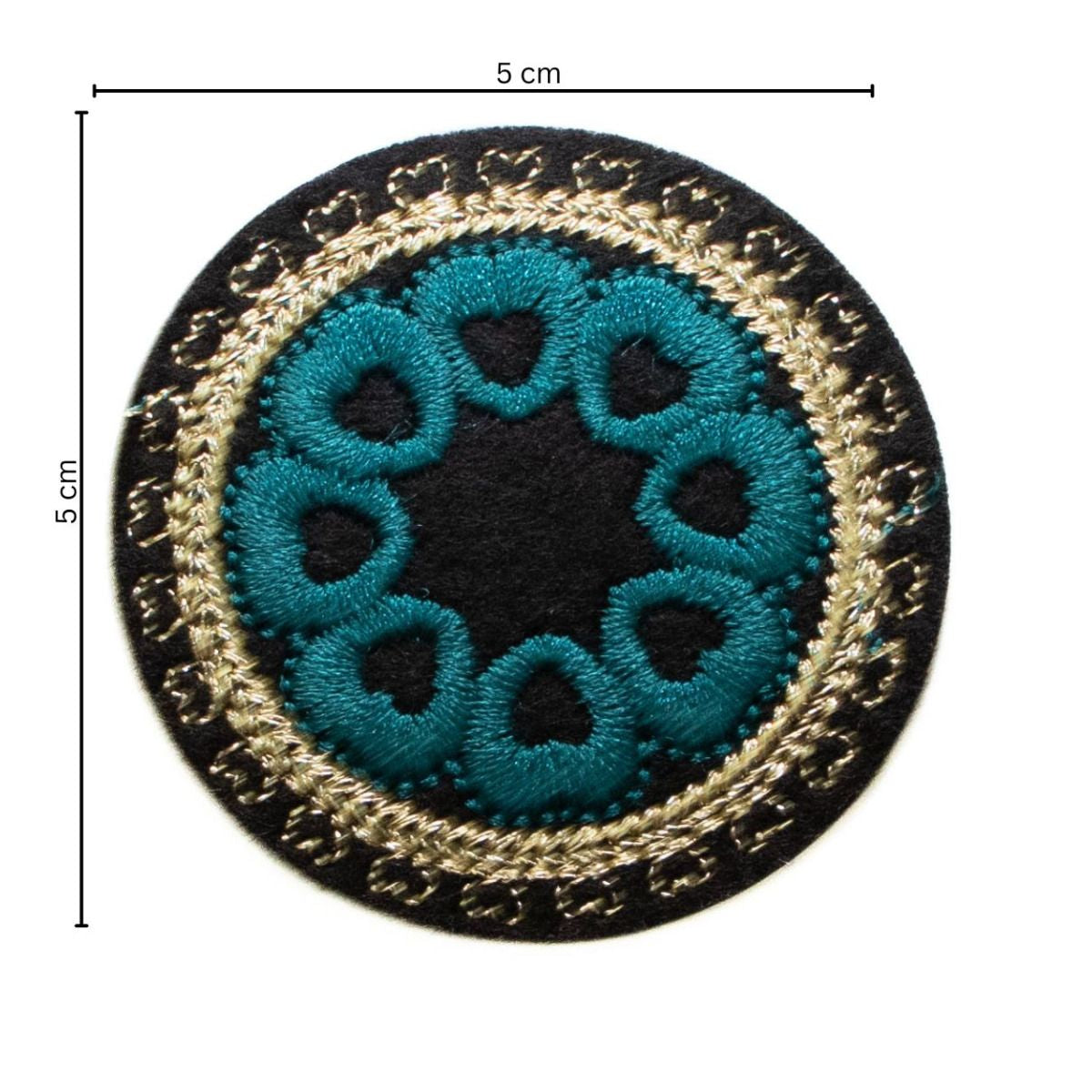 Stick-Applikation zum Aufbügeln ca 5,0 cm x 5,0 cm - Kreis mit Herzen