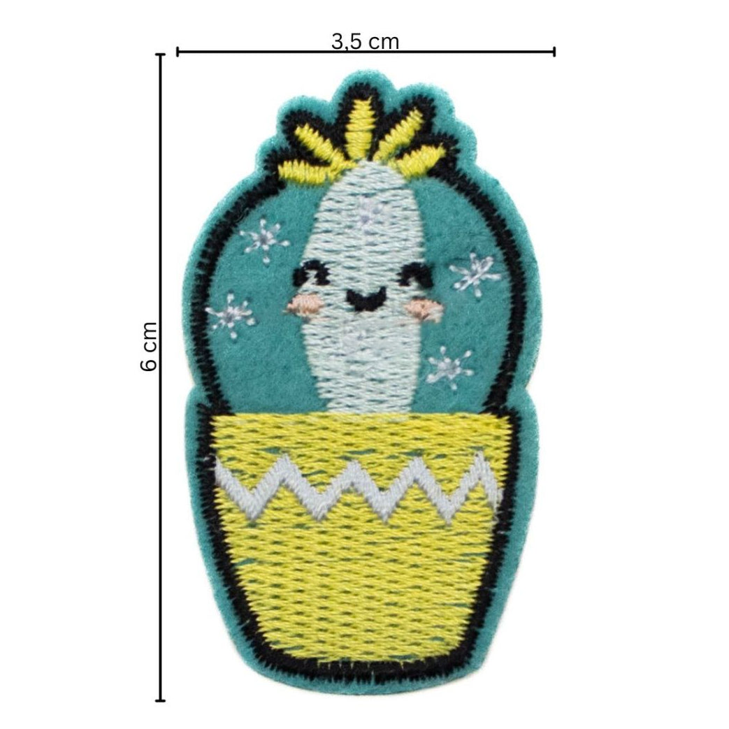 Stick-Applikation zum Aufbügeln ca 3,5 cm x 6,0 cm - Kaktus - petrol