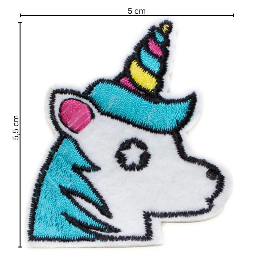 Stick-Applikation zum Aufbügeln - Einhorn - blau