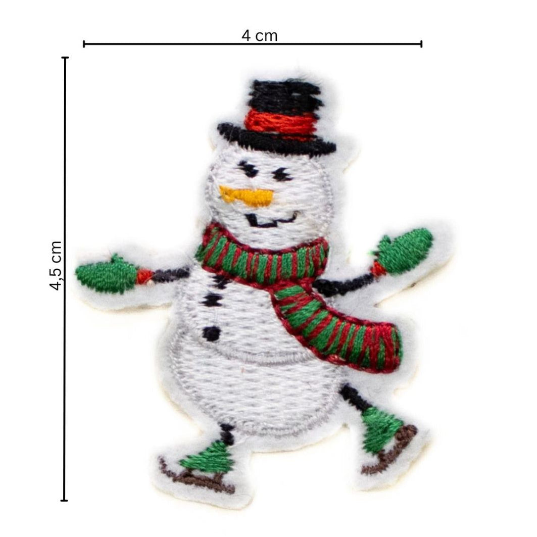 Stick-Applikation zum Aufbügeln ca 4,0 cm x 4,5 cm - Schneemann - weiß