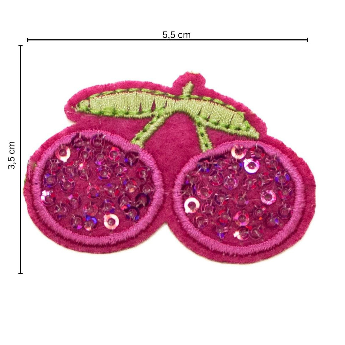 Stick-Applikation zum Aufbügeln ca 5,5 cm x 3,5 cm - Kirschen - pink