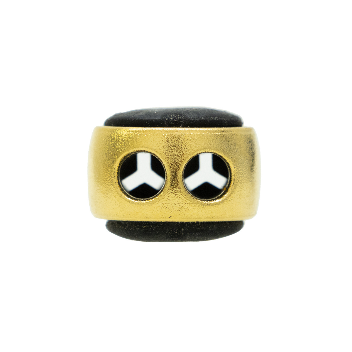 4 Kordelstopper ca. 18 x 18 mm - für Kordeln mit max. 5 mm Durchmesser - goldfarben / schwarz