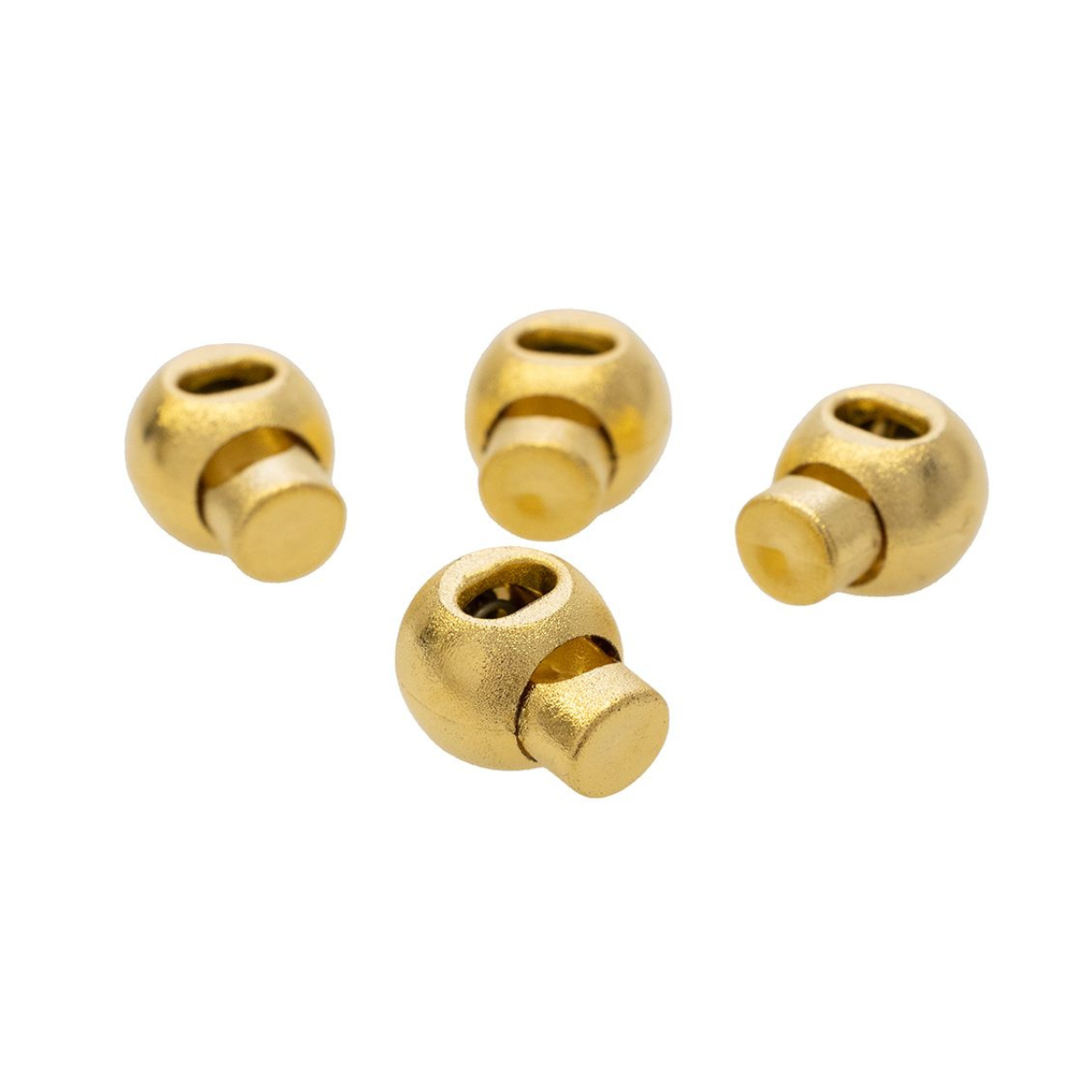 4 Kordelstopper rund - ca. 15 x 21 mm - für Kordeln mit max. 5 mm Durchmesser - gold