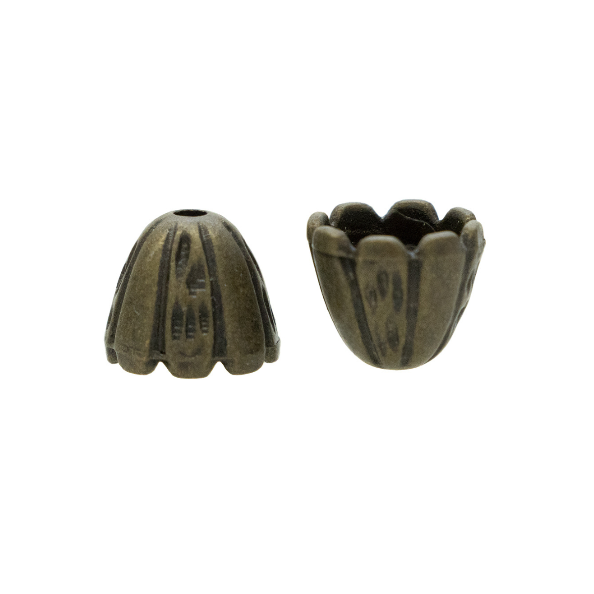 4 Kordelenden - ca. 10 x 10 mm - für Kordeln mit max. 1 mm Durchmesser - bronze