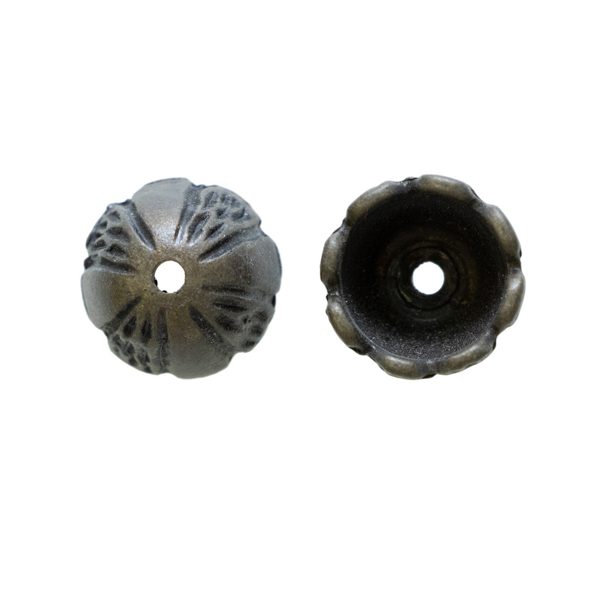 4 Kordelenden - ca. 14 x 11 mm - für Kordeln mit max. 1 mm Durchmesser - bronze