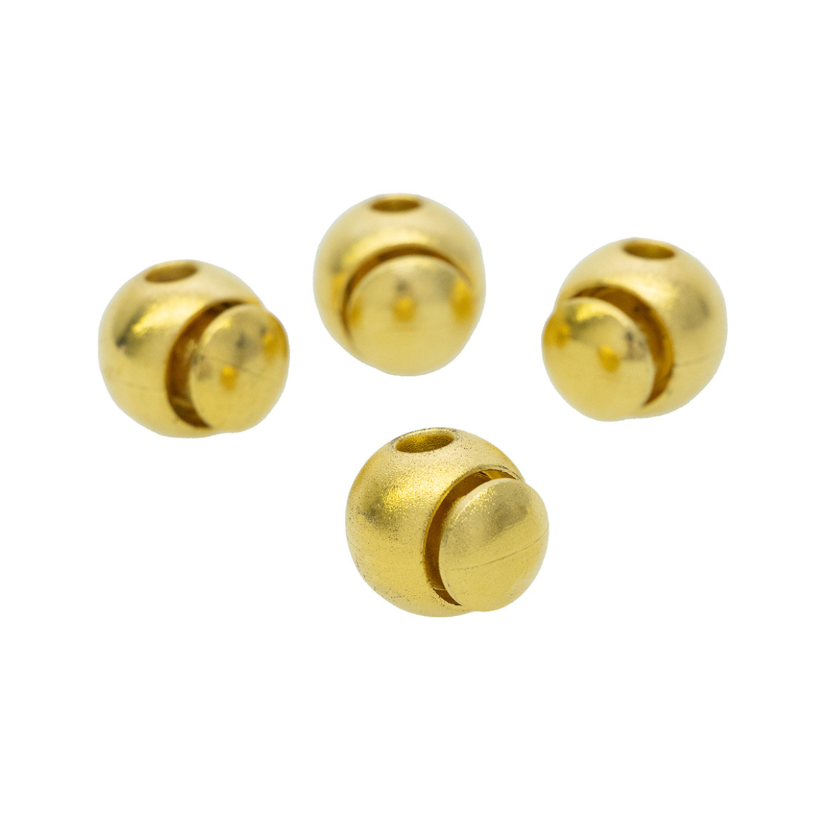 4 Kordelstopper rund - ca. 18 x 18 mm - für Kordeln mit max. 5 mm Durchmesser - gold