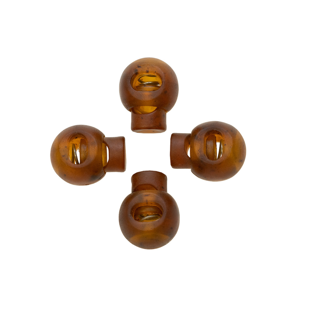 4 Kordelstopper rund - ca. 17 x 22 mm - für Kordeln mit max.7 mm Durchmesser - rotbraun