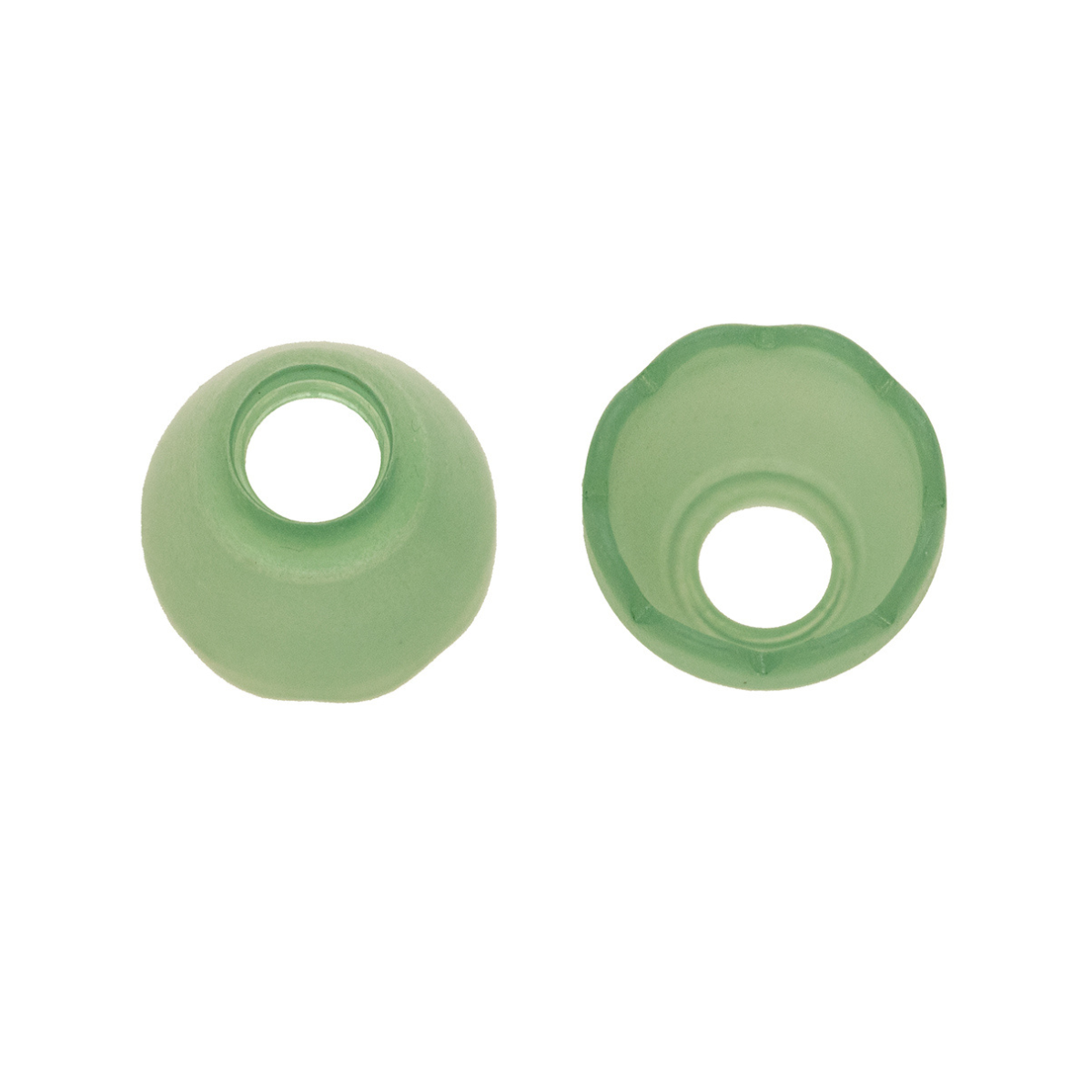 2 Kordelenden - ca. 18 x 19 mm - für Kordeln mit max. 7 mm Durchmesser - transparent grün