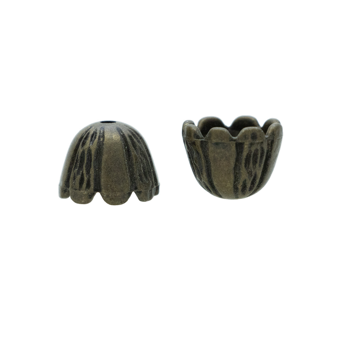 4 Kordelenden - ca. 14 x 11 mm - für Kordeln mit max. 1 mm Durchmesser - bronze