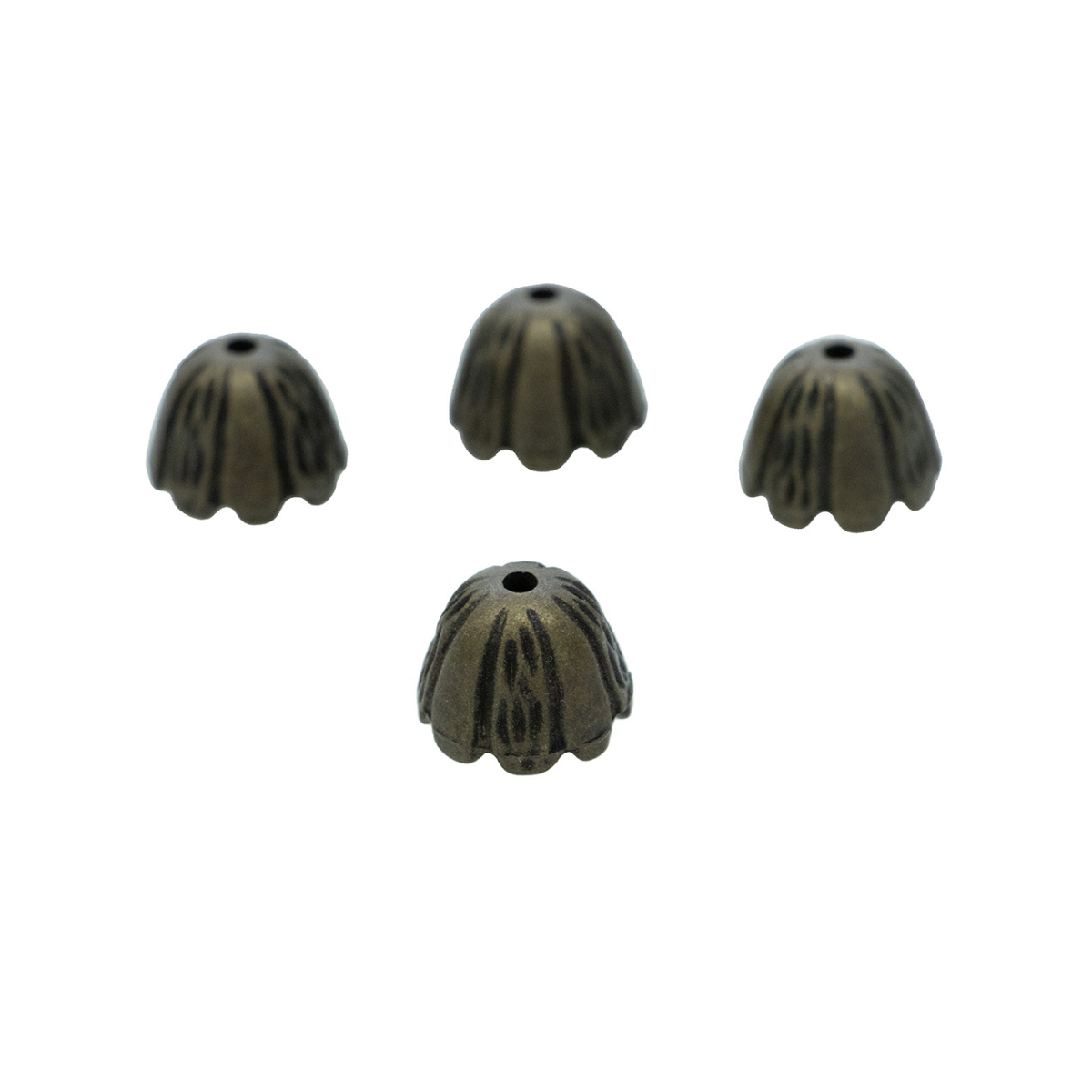 4 Kordelenden - ca. 14 x 11 mm - für Kordeln mit max. 1 mm Durchmesser - bronze