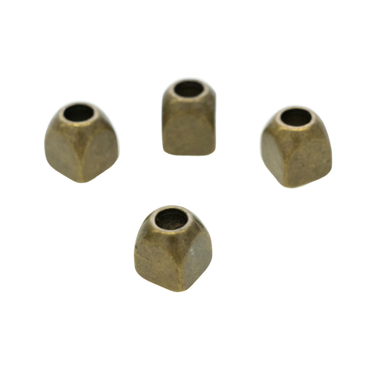 4 Kordelenden - ca. 8 x 9 mm - für Kordeln mit max. 3 mm Durchmesser - messing