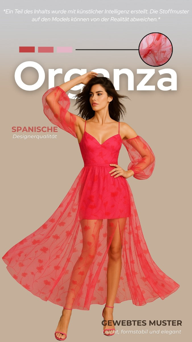 Organza gewebtes Muster - Designerstoff aus Spanien - pink