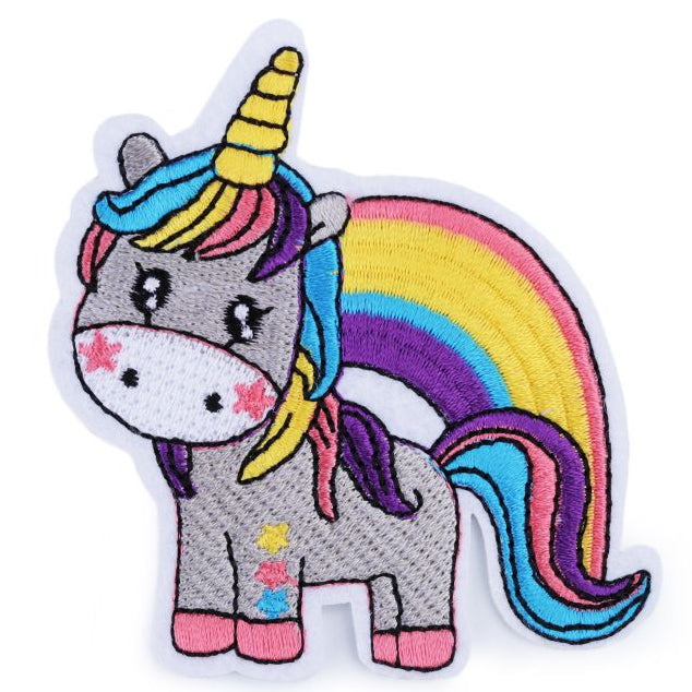 Aufbügler - Einhorn & Regenbogen - grau