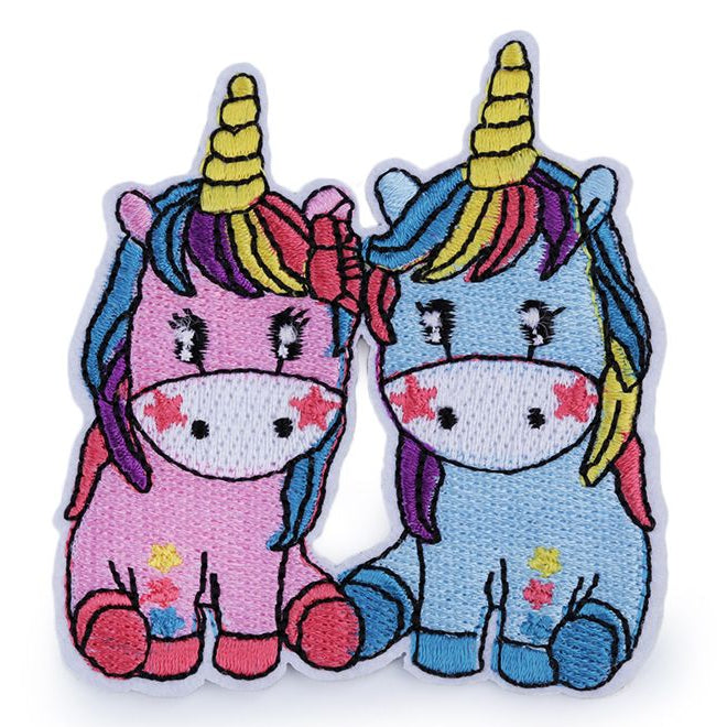 Aufbügler - Einhorn-Zwillinge - rosa/blau