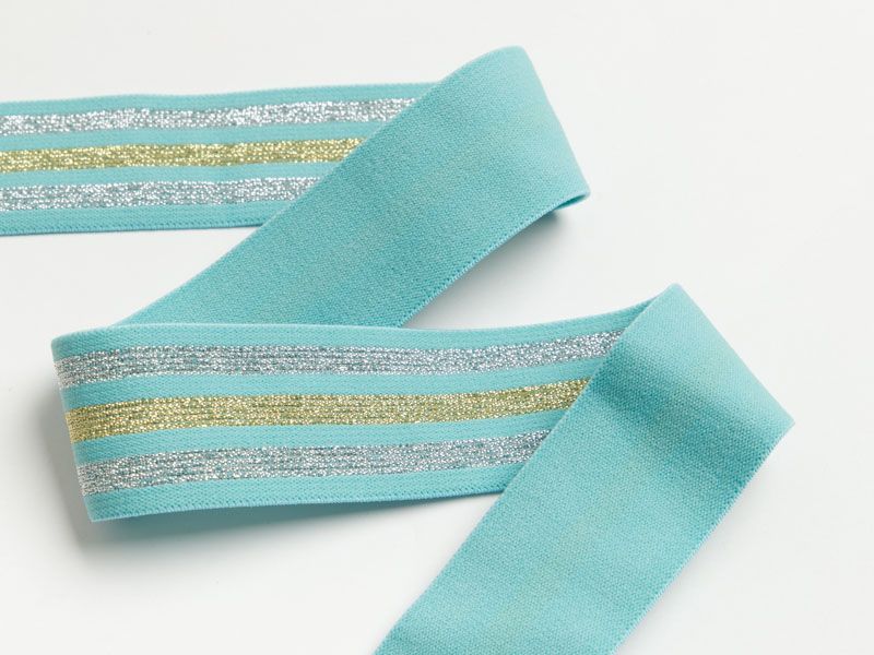 Weiches Gummiband mit Glitzer ca. 40mm - Streifen