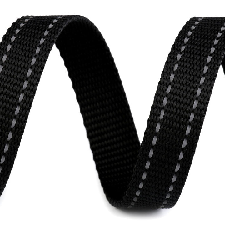 Gurtband reflektierende Steppung 20 mm - uni schwarz