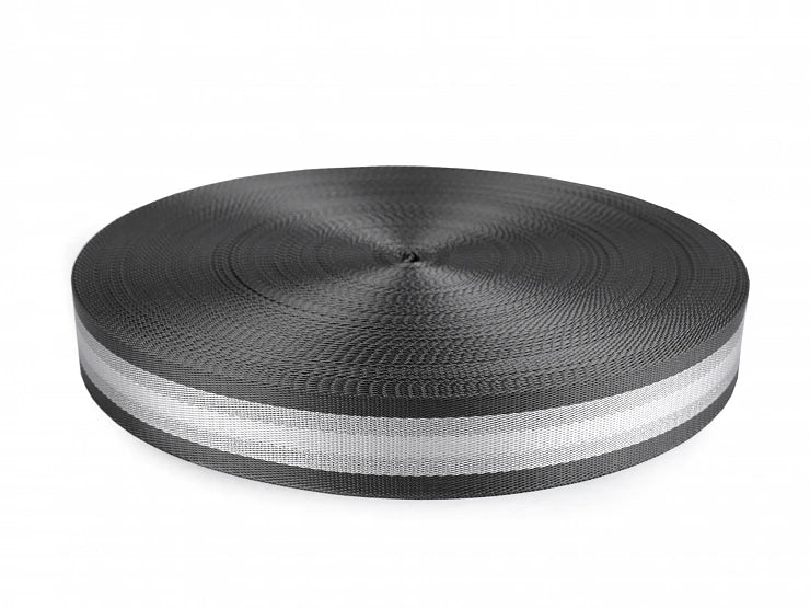 Glatter doppelseitiger Gurtband mit Lurex - 38 mm - Streifen