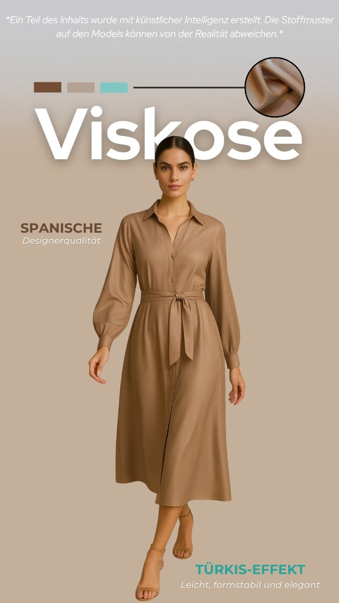 Webware Viskose - Changierender Blusenstoff – Nude mit Türkis & Ocker