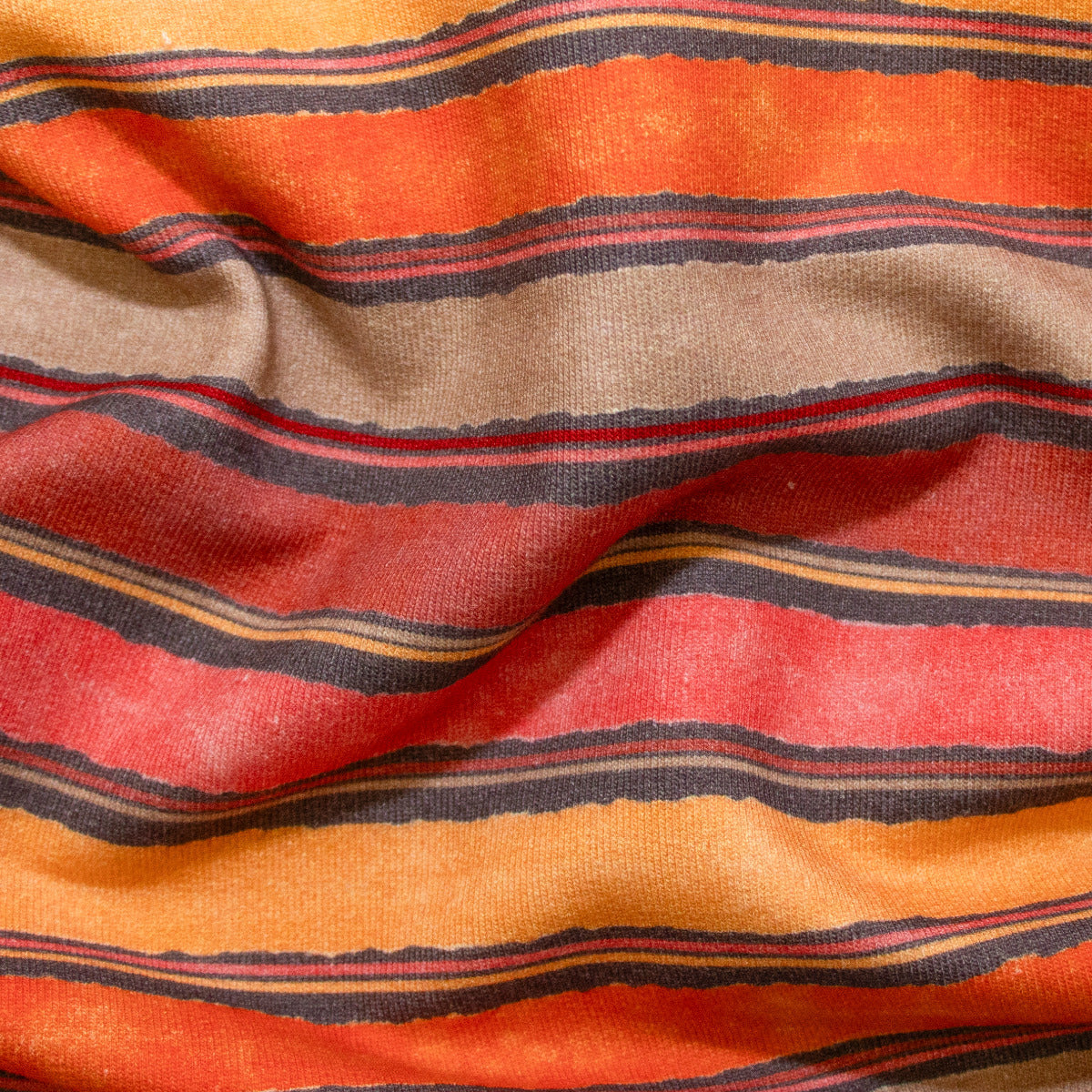 French Terry Digitaldruck - Streifen - orange - rost