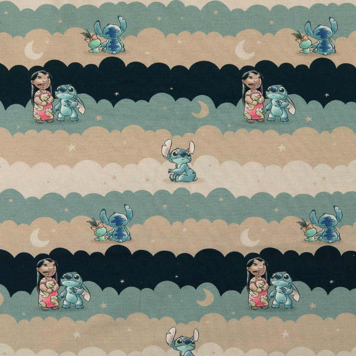 Jersey Digitaldruck - Lilo & Stitch - petrol - beige