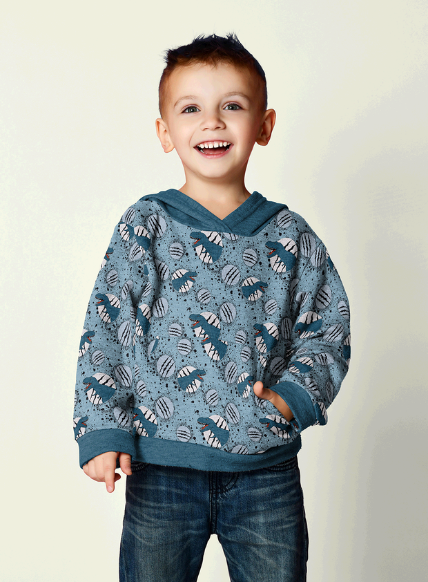 Sweat French Terry Digitaldruck - gruselige Dinos und Kratzspuren