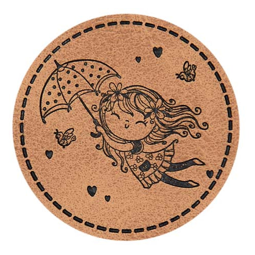 Jessy Sewing Kunstleder-Label mit aufgedruckter Nähnaht - "Fly with me" - braun
