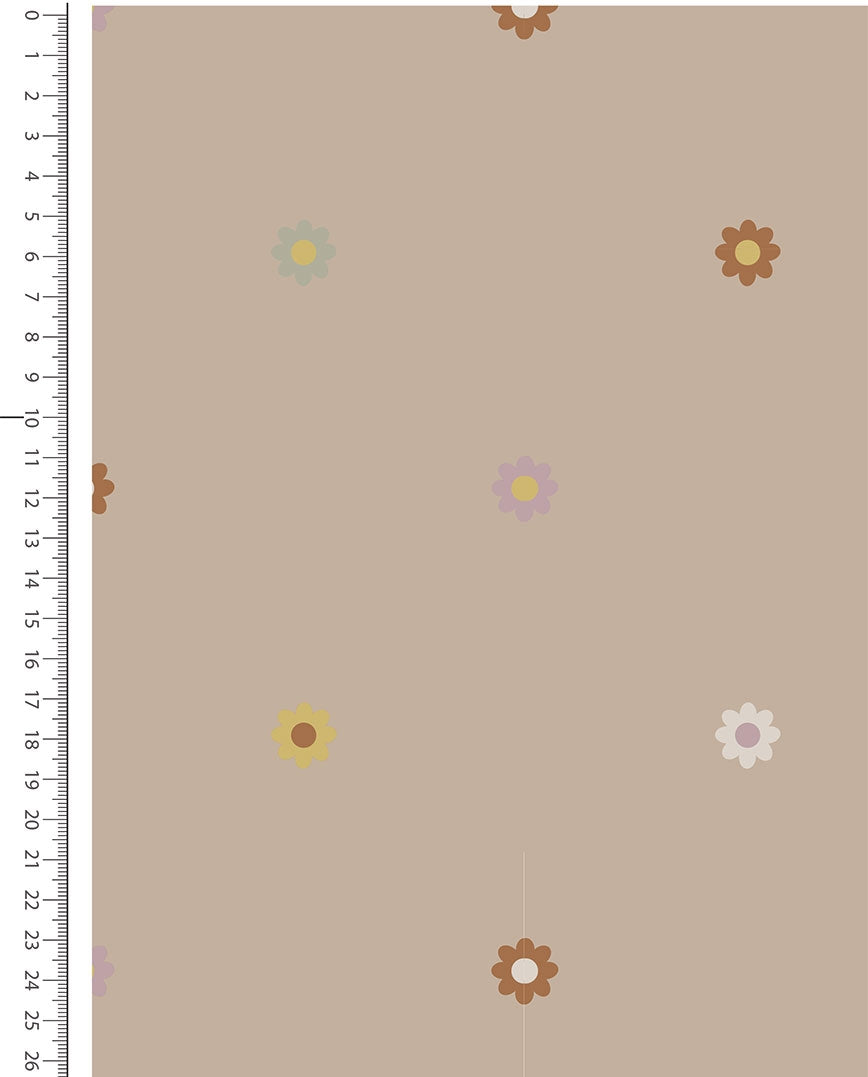 Teddy mit Stickerei - Altrosa Blümchen - Beige