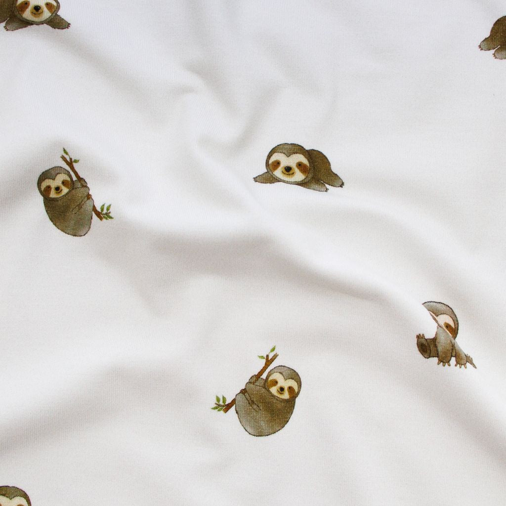 🦥 Baumwolle Jersey Stoff Digitaldruck - süße Faultiere