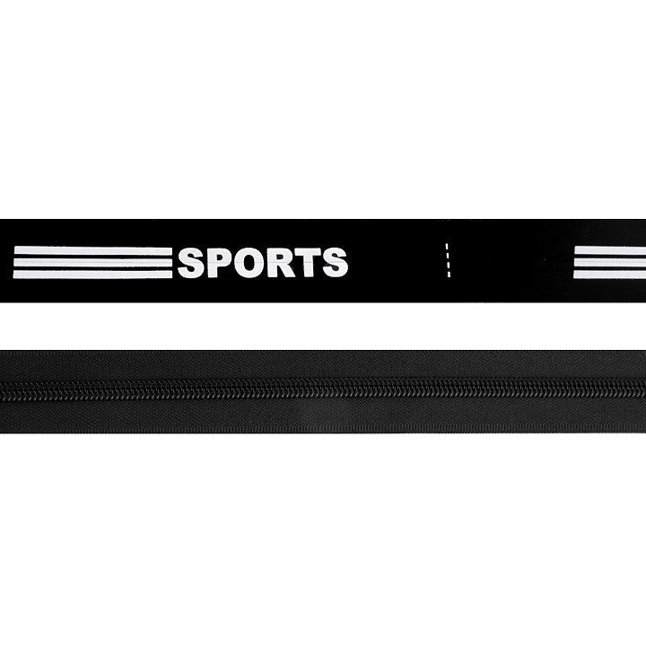 Reißverschluss wasserdicht 7 mm - in 20 cm Abschnitten - Sports-Streifen - schwarz