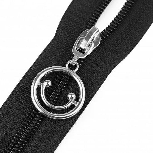 Zipper/Schieber für Spiralreißverschlüsse 5 mm Smiley - 1 Stück - silber