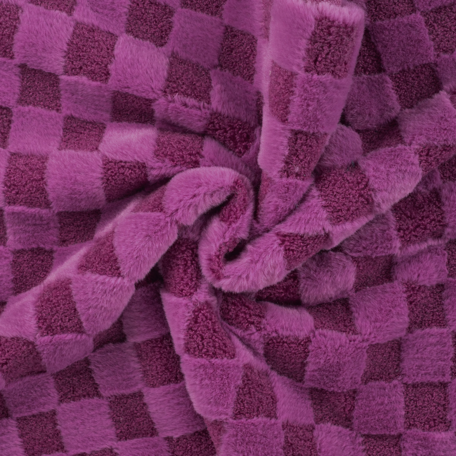 Fellimitat Bouclé Stoff - Karomuster