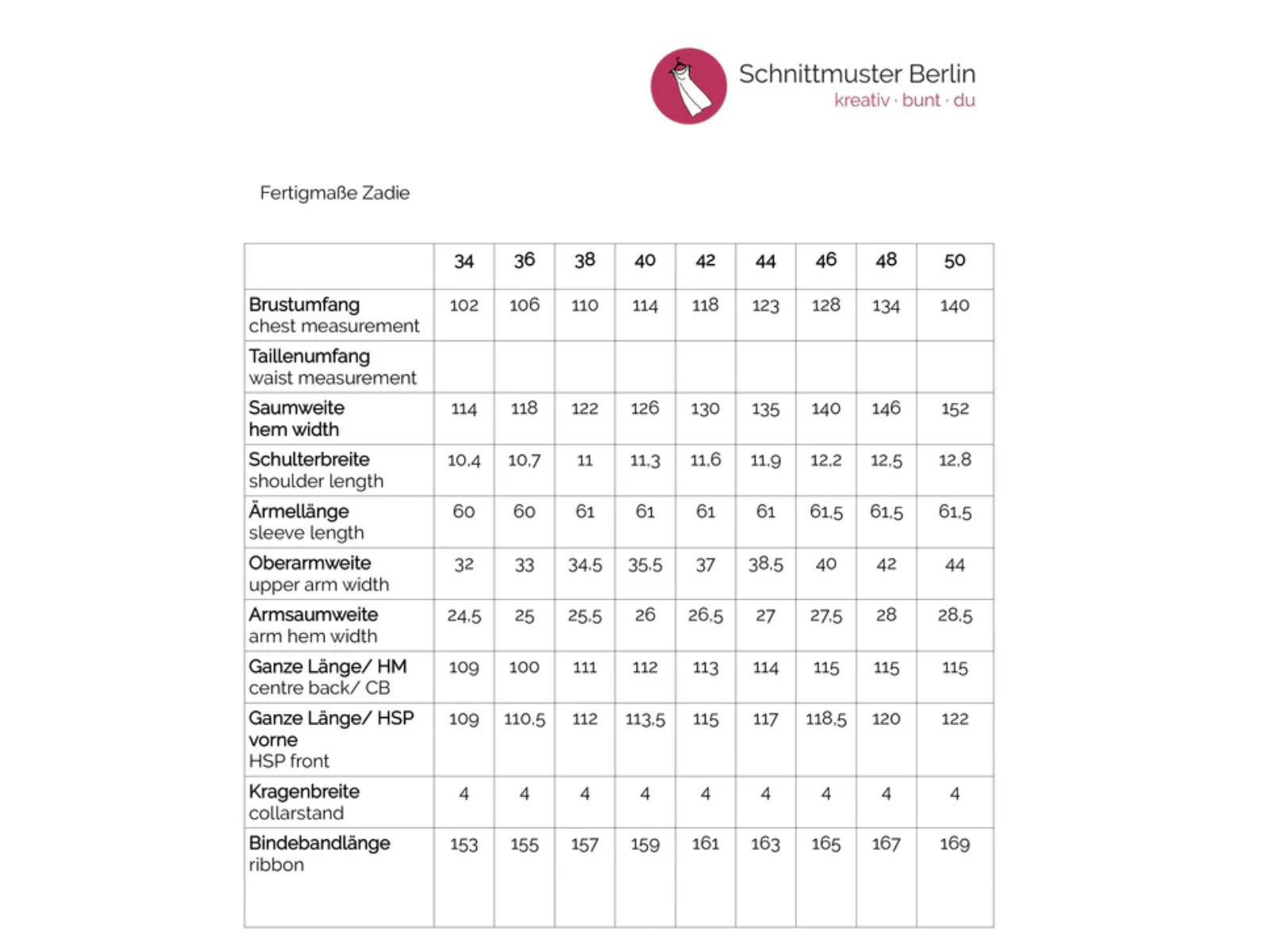 Papierschnittmuster Kleid Zadie