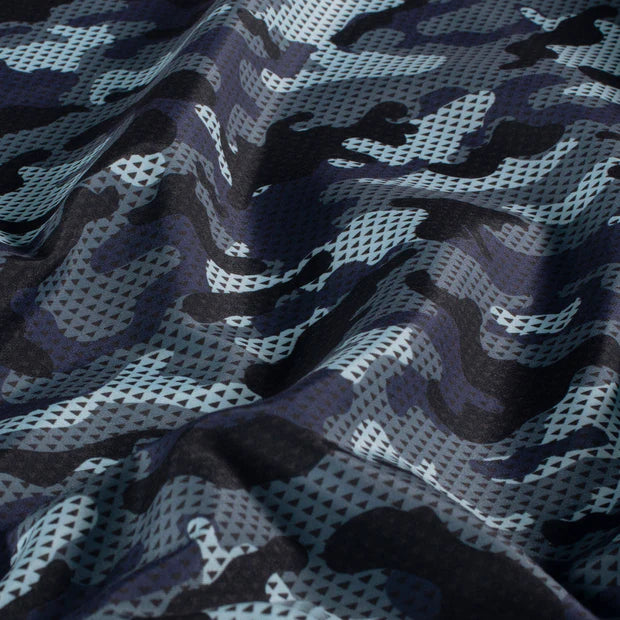 Badehosenstoff wasserabweisend recycelt - Camouflage - Dunkelblau