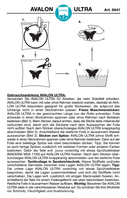 Wasserlösliche Stickfolie Avalon ULTRA Madeira