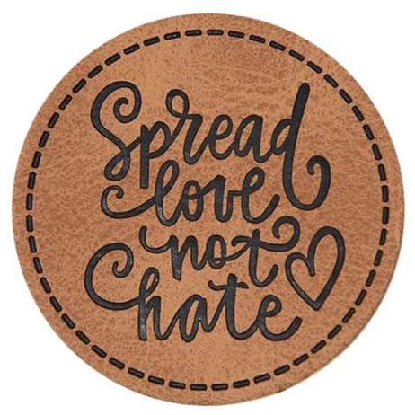 Jessy Sewing Kunstleder-Label mit aufgedruckter Nähnaht - "Spread love" - braun