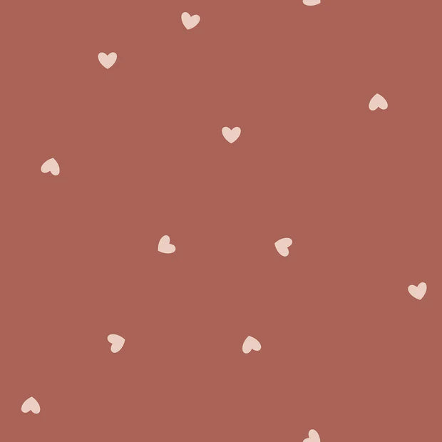 🤎 Ripp-Jersey Stoff Digitaldruck - Herzen Altrosa