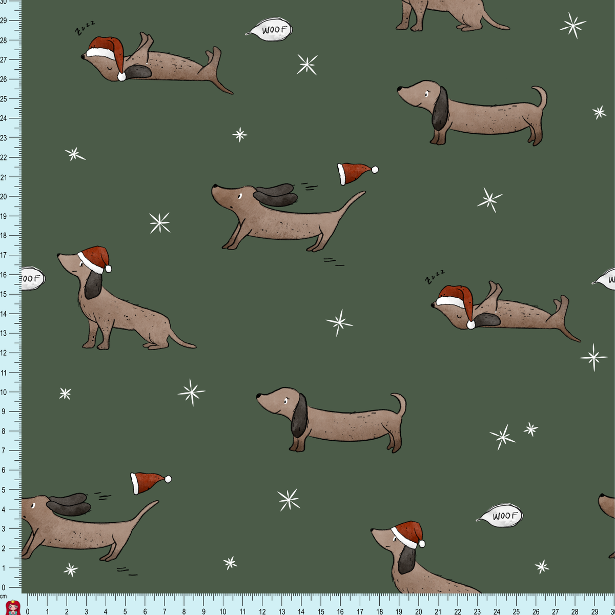 Eigenproduktion Jersey - Reaktivdruck - DackelXmas Katzengold-Design - waldgrün