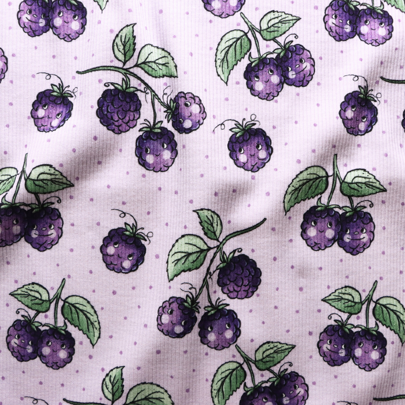 Eigenproduktion Ripp-Jersey Brombeeren Katzengold-Design - helles Flieder