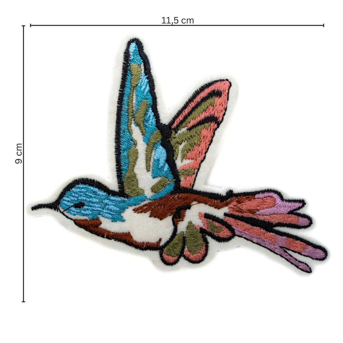 Stick-Applikation zum Aufbügeln ca 11,5 cm x 9 cm - Vogel - blau