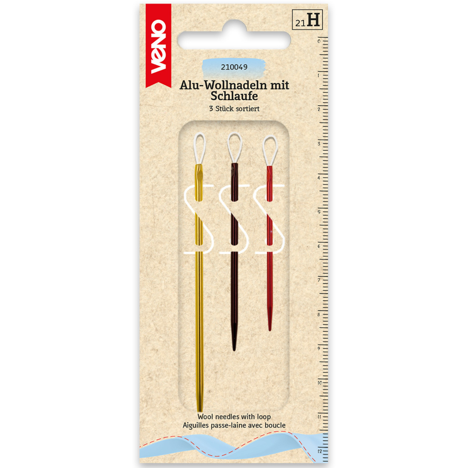 Alu-Wollnadeln mit Schlaufe sortiert 3 Stück